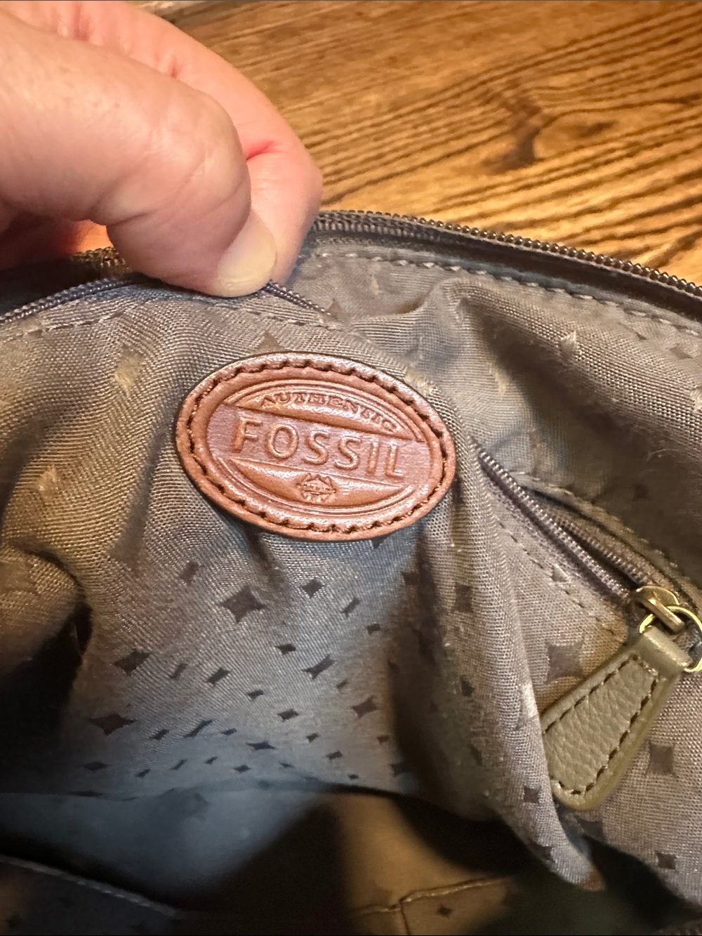 Fossil Gray Crossbody Bag with Tan Accents - Picture 3 of 10